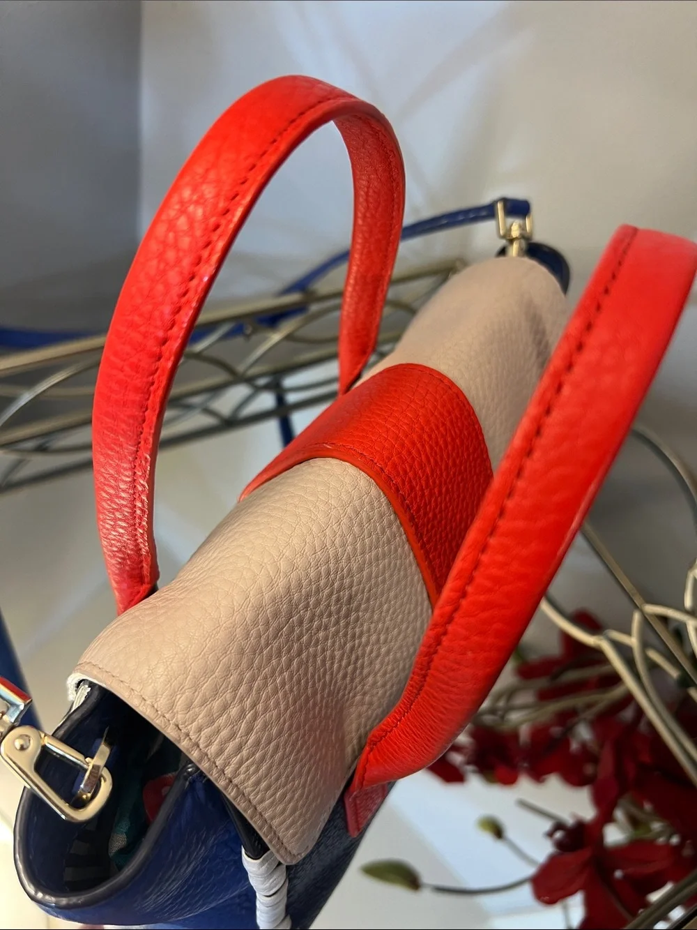 Kate Spade Colorblock Leather Satchel Crossbody Bag Whipstitch Navy Red Blue NWT